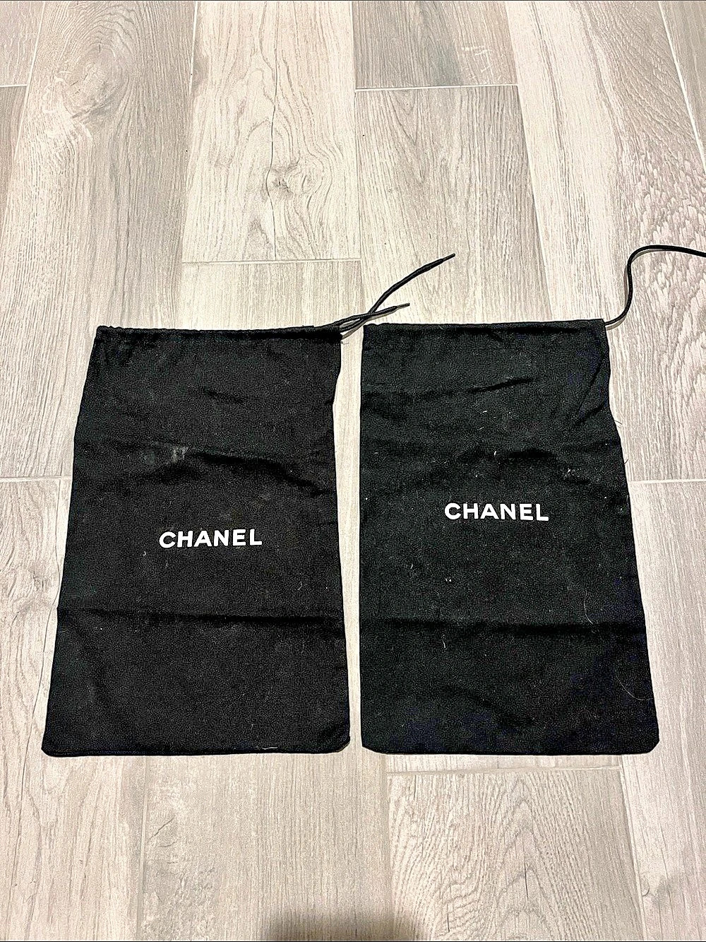 Chanel Black Drawstring Dust Bag Set Shoes